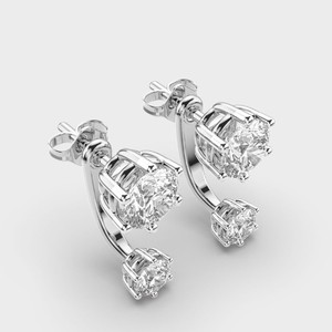 IGI Certified Lab Grown Diamond Drop Stud <b>Earrings</b> 9K Rose / Yellow / White Gold Round Brilliant Diamond Designer <b>Earrings</b> - Product Image 2