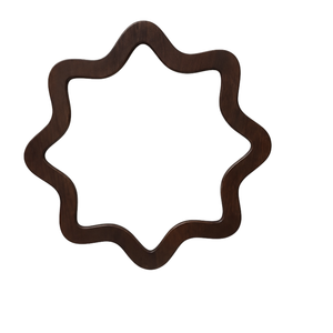 Miroir mural sculptural en bois de manguier artisanal en forme d'étoile, finition foncée, pour salon, chambre, couloir, décoration intérieure - Product Image 1