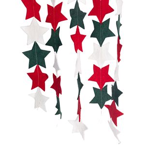 Guirnalda de Estrellas Rojas, Blancas y Verdes Hecha a Mano, Decoración Navideña para Árbol de Navidad, Pancarta Navideña de Fieltro e Hilo - Product Image 1