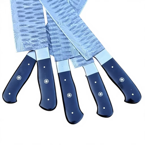 Ensemble de couteaux de cuisine Chef Cutlery, 5 pièces, lames en acier Damas, manche en résine noire, épaisseur 4 mm, finition brossée, réglable - Product Image 5