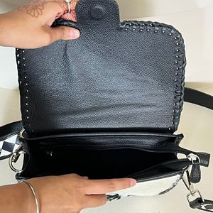 Genuine Cowhide Leather 2026 Crossbody Bag for Women's Checkered Shoulder Purse Handmade Hair on Sling Bag with Horse Bit Buckle - Product Image 6