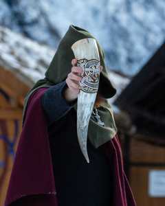Corne à boire viking artisanale en corne de buffle naturelle pour festival médiéval, foire de la Renaissance, bière et hydromel - Product Image 4