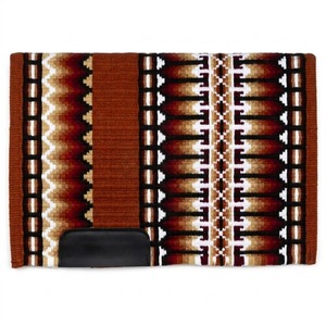 Tapis de selle en coton à motif aztèque bleu avec doublure en polaire, couverture de selle en laine pour cheval de style western - Product Image 2