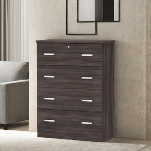 Modern <b>4</b>-Chest of <b>Drawer</b> Cabinet High Quality Wood for Bedroom Kitchen <b>Storage</b> Contemporary Home Living Room Furniture SIVR 1457 - Product Image 1