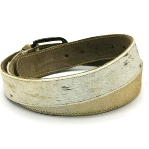 Cow Hide Animal Print Casual <b>Belt</b> with <b>Silver</b> Rectangular Pin <b>Buckle</b> - Product Image 3