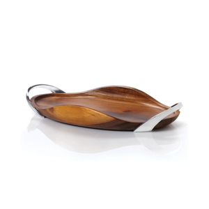 Plateau de service rectangulaire le plus vendu, en métal et à motif boisé, pour table à manger, plateaux de service alimentaire, fournitures pour maisons et hôtels - Product Image 1
