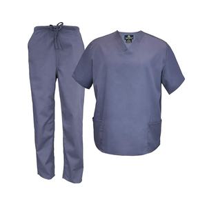 Conjunto de uniformes médicos de enfermería para hombres, tops con Bolsillos y pantalones con cordón, conjuntos de uniformes de manga corta con cuello levantado - Product Image 3