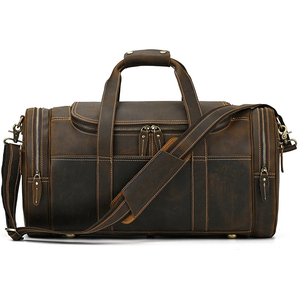 Sac de voyage en cuir pour homme, fermeture éclair, durable, marron - Product Image 5