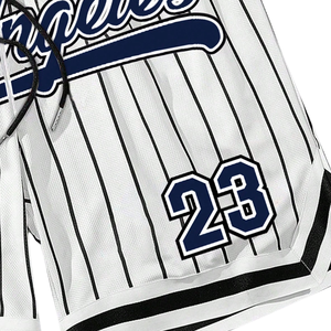 Shorts de basket-ball vintage en mesh avec logo personnalisé pour hommes, double couche, respirants, lourds, séchage rapide, streetwear, uniforme d'équipe de basket-ball - Product Image 5