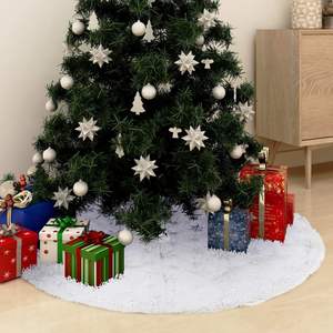 Falda para Árbol de Navidad de Piel Sintética Blanca de 35.4 Pulgadas de Diámetro con Soporte y Accesorios - Product Image 1