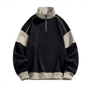 Sudadera de forro polar para hombre con bloques de color y media cremallera, cuello alto, estilo oversize, informal, para otoño, manga regular, de poliéster tejido - Product Image 5