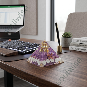 Pyramide sculptée en sodalite violette et améthyste, pointe de cristal décorative, artisanat en pierre semi-précieuse pour la méditation et la décoration intérieure - Product Image 2
