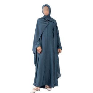 Vestido Abaya Modesto de Talla Grande con Hiyab, Conjunto de 2 Piezas, 3 Piezas con Cárdigan Interior Bordado, Abaya para Mujer - Product Image 1