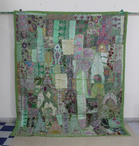 Tapiz de Pared de Algodón Bordado Indio Vintage, Colorido, Estilo Bohemio, Textil de Retazos, Arte Textil, Colcha para Boda, Alta Calidad - Product Image 6