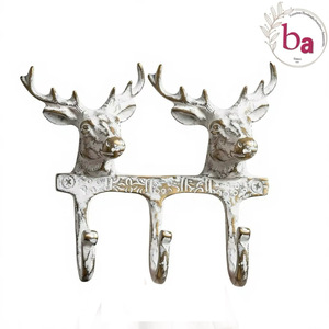 Ba Deer Head <b>Wall</b> Hook Set 3 Hooks Vintage Metal Animal Design Rustic Style Self-adhesive Waterproof for Clothing Storage - Product Image 4