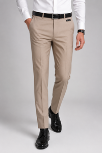 Pantalones Deportivos Casuales de Negocios para Hombre, Corte Slim Fit, Rectos, Cintura Media, 100% Algodón Felpa, Marca Active Squad, Color Blanco - Product Image 1