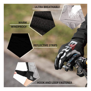 Guantes cálidos antideslizantes con tecnología de pantalla táctil para ciclismo, hechos de tela elástica, impresión de silicona, palma acolchada, cuero de gamuza - Product Image 3