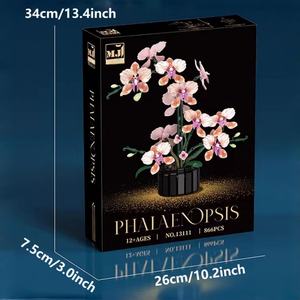 Ramo de orquídeas creativas en maceta, bloques de construcción, flor inmortal, decoración de plantas para el hogar y el escritorio, ladrillos para ensamblar, juguete, regalo para niñas - Product Image 3