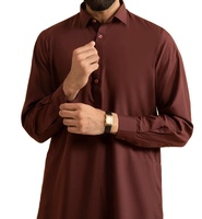 Layanan OEM Busana Pria Polos Warna Sesuai Pesanan Shalwar Kameez Afghan Pathani Pakistan 2pcs Katun Bordir Panjang Selutut