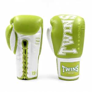 Gants de boxe personnalisés de qualité supérieure, couleur verte, en cuir de vache véritable, à lacets, pour entraînement et sparring MMA Muay Thai - Product Image 1