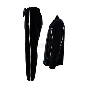 Ensemble de survêtement unisexe noir, couleur unie, col rabattu, vêtements décontractés, taille adulte, coupe régulière, automne - Product Image 4
