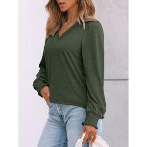 2025 2025 Otoño/Invierno moda mujer traje de moda Camiseta de manga larga Top Blusa con cuello en V elegante estilo informal de negocios XL - Product Image 5