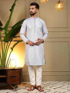 Ensemble Kurta Pyjama pour homme Vantara 06, tissu jacquard épais, coupe régulière, semi-coton, Chudidar, vêtements ethniques traditionnels indiens, tenue de fête - Product Image 2