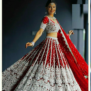 Lehenga Choli moderne brodé papillon en tulle, longueur ras du sol, pour mariage, Diwali, bal de promo - Product Image 6