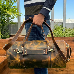 Sac de sport personnalisé en cuir pleine fleur sac de voyage pour le week-end bagage de nuit sac de sport vintage en cuir véritable cadeaux pour lui - Product Image 4