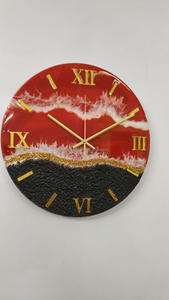 Reloj de Pared de Resina Epoxi Colorido Hecho a Mano, Estilo Europeo Artificial con Detalles Dorados, Decoración del Hogar, Artesanía Artística - Product Image 4