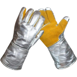 High Quality Heat Resistant Aluminium Welding Gloves for <b>Fire</b> Works Leather Industrial Safety Working Welding Firefighting Glove - Product Image 3