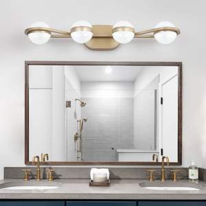 Moderno e minimalista oro 4 lampadine da bagno luce di vanità da parete in tonalità acriliche per illuminazione decorativa specchio di vanità - Product Image 1
