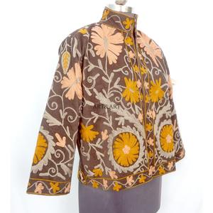 Ethnic Style Women's Cotrise <b>Jacket</b> Floral Hand Embroidery Stand <b>Collar</b> Custom Logo 100% Cotton Eco-Friendly Thick Winter <b>Jacket</b> - Product Image 4