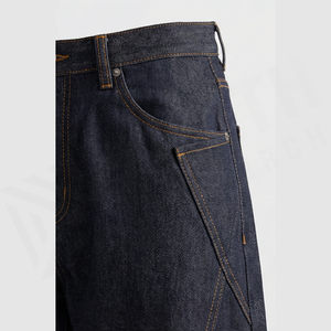 High Waist Wide Leg Dark Wash <b>Denim</b> Jeans Men Loose Fit Cotton Casual Autumn Style Pants - Product Image 5