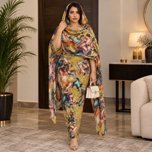 Tela de Voile de Algodón con Estampado Digital Abstracto de 58 Pulgadas para Confección de Vestidos |   Textil Tradicional Sudanés para un Uso Diario Elegante - Product Image 2