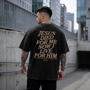 เสื้อคริสเตียนสำหรับผู้ชาย เสื้อพระเยซู เสื้อศาสนา เสื้อยืดโอเวอร์ไซส์สำหรับผู้ชาย เสื้อยืดลายกราฟิก เสื้อพระเจ้า เสื้อศรัทธา ลายย้อมสีแบบแอซิดวอช - Product Image 4