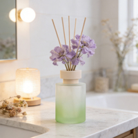 Bouteille vide de diffuseur d'arômes de luxe personnalisée, finition givrée avec couvercle en bois de bambou pour la décoration de la maison et du bureau, utilisation été, printemps, automne