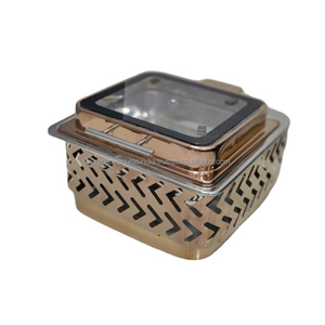 Ensembles de chauffe-plats carrés en cuivre avec couvercle en verre et support pour événements - Product Image 6