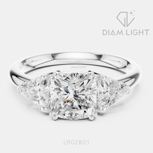 Bague de fiançailles moderne pour femme en or blanc 14 carats avec diamant de laboratoire taille coussin certifié IGI 2,00 carats, couleur F+, clarté VS+ - Product Image 1