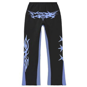 Ensembles de survêtements d'hiver StreetWear personnalisés vintage en coton épais pour hommes, avec impression en relief, pantalons évasés et empilés, et sweats à capuche unisexes - Product Image 4