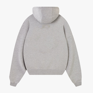 เสื้อฮู้ดดี้ผู้ชายทรงโอเวอร์ไซส์ สีเทา แบบสวมหัว ผ้าสเวตเชิ้ตเรียบง่าย มีกระเป๋าจิงโจ้ - Product Image 4