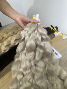 High Quality Nasa Hair 20 Inches Keratin Flat-tip Vietnamese Raw Virgin Human Hair Extensions Micro-link Clip-in <b>Bleached</b> Color - Product Image 4