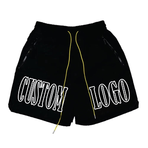 Custom Logo Men's Mid Waist Drawstring Shorts Breathable Polyester Casual Short Shorts Front Print <b>Heat</b> Transfer - Product Image 1
