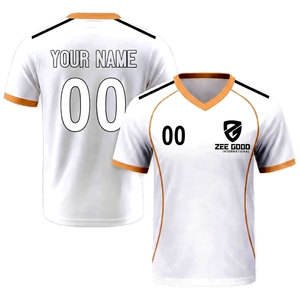 เสื้อฟุตบอลพร้อมโลโก้ ชื่อ และหมายเลข เสื้อฟุตบอลสีขาวทองสำหรับผู้ชาย ชุดกีฬาฟุตบอล - Product Image 3