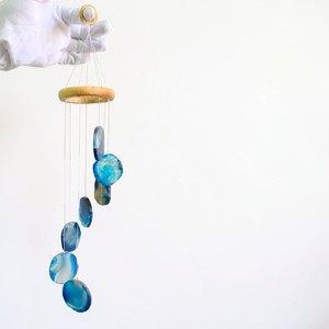 Campana de Viento Artesanal de Cristal de Ágata Azul Pulido con Tema de Amor Tradicional, Escultura Colgante para Decoración del Hogar, Manualidades DIY - Product Image 2