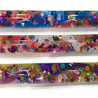 Varita mágica multicolor de 32 cm, juguete sensorial, varita con purpurina líquida.