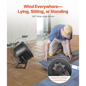 Ventilatore Industriale da Pavimento ad Alta Velocità da 14 Pollici, 3 Velocità, 2520 CFM, Inclinazione Regolabile a 360 Gradi, Flusso d'Aria 23,62 Ft/sec, Resistente - Easy Box - Product Image 5