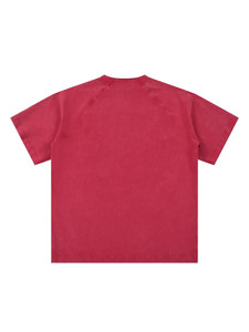 T-shirt Raglan Oversize Délavé à l'Acide Rouge Rétro Unisexe, T-shirt Raglan Épais Streetwear Vintage Délavé - Product Image 2