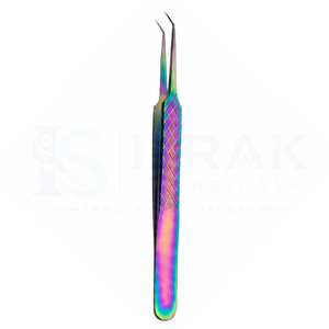 Pinces à épiler professionnelles en acier inoxydable arc-en-ciel pour extensions de cils |   Pinces à cils à pointe fine pour cils volumineux et classiques - Product Image 2