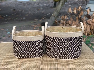Handmade Natural Bamboo Woven <b>Storage</b> Basket with Handles Round Picnic Hamper Eco Friendly Home Organizer for <b>Clothes</b> and Toys - Product Image 5